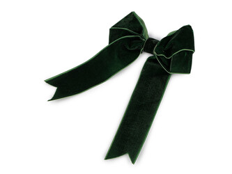 Vánoční mašle sametová dvojitá 13x18 cm - 6 ks - 4 zelená tmavá