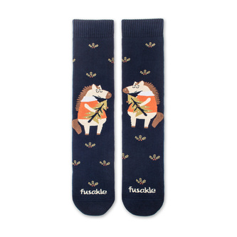 Ponožky Froté Vánoční kůň Modré M (41-46)