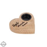 Svícen dřevo/kov MANGO srdce, domov