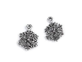 Přívěsek vločka Ø14 mm - 5 ks - 1 platina