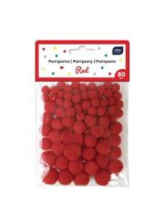 Pompony do dekoracji 80szt Red