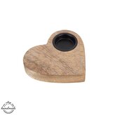 Svícen dřevo/kov MANGO srdce