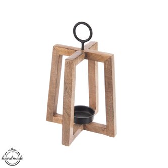 Svícen dřevo/kov MANGO otevřený v. 27 cm