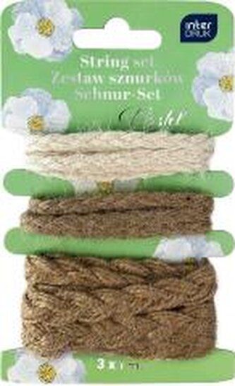 Zestaw naturalnych sznurków dekor. 3x1m Pastel