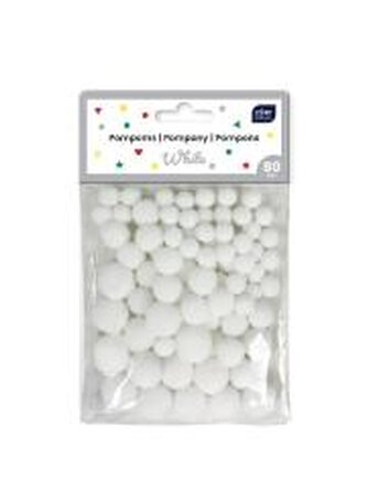Pompony do dekoracji 80szt White