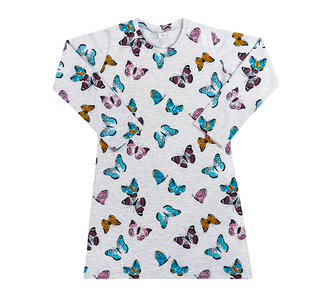 Noční košile dlouhý rukáv - Růžová,Modrá,Šedá - 110