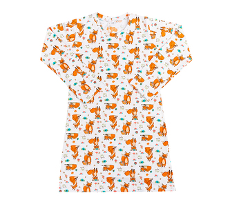 Noční košile dlouhý rukáv - Oranžová,Bílá - 130