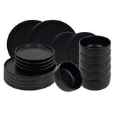 HIT Jídelní sada talířů 18 ks matná černá FLAT BLACK HT-24327384