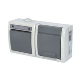 ATLAS IP55 Přepínač č.6+zásuvka 2P+PE vodorovně s ochr. kolíkem, šedý