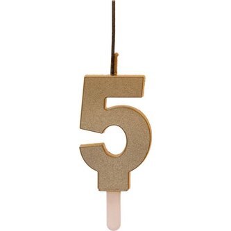 Zlatá svíčka s prskavkou číslo 5 - Dekora