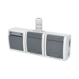 ATLAS IP65 Přepínač č.6+zásuvka 2x 2P+P, 2-násobná vodorovně s vývodkou M20,na povrch,šedá