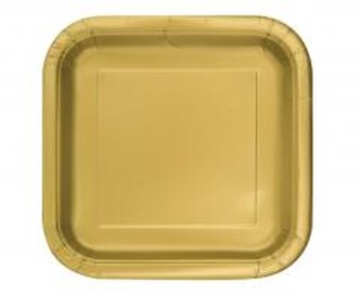 Talerzyki papierowe złote kwadratowe 18cm 16szt