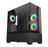 Cooler Master case Elite 690 Wood, ATX, Průhledná bočnice, 3x 120mm ARGB Fan, Černá