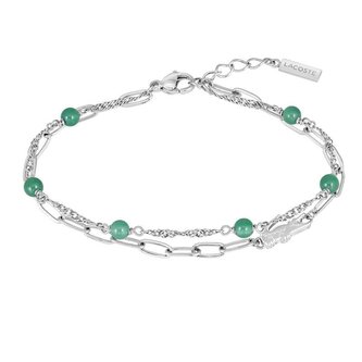 Dámský ocelový náramek se zelenými korálky Deva 2040457 Lacoste