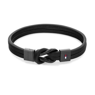 Moderní náramek z černé kůže Braided Knot 2790442 Tommy Hilfiger