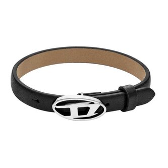 Černý kožený unisex náramek Stackables DX1516040 Diesel