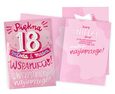 Karnet Gigant 18 Urodziny, różowy (34x48cm)  GN-001