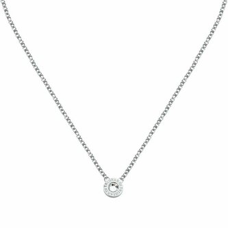 Módní ocelový náhrdelník s čirým krystalem T-Logo TJAXC110 Trussardi