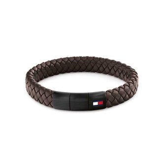 Hnědý kožený náramek s ocelovým zapínáním 2790661 Tommy Hilfiger