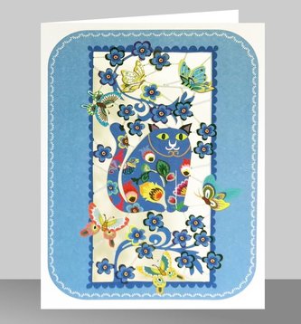 Karnet PM541 wycinany + koperta Niebieski kot