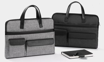 Látková taška na dokumenty s kapsami A8117  Černá