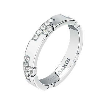 Krásný ocelový prsten s krystaly T-Logo TJAXC89 Trussardi / Obvod: 58 mm - 58 mm