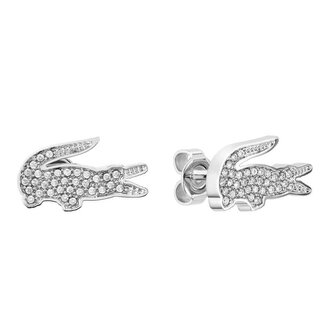 Jedinečné ocelové náušnice s krystaly Crocodile 2040142 Lacoste