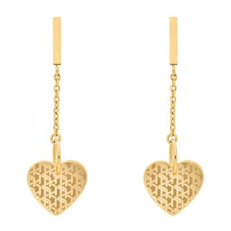 Pozlacené ocelové náušnice s přívěskem srdce TH2780303 Tommy Hilfiger