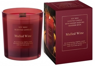 Vonná svíčka ve skle 240g s dřevěným knotem v krabičce - Mulled Wine