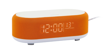Stolní hodiny s budíkem, nabíječkou smartphonů a Bluetooth reproduktorem 6033OR Karlsson 20cm