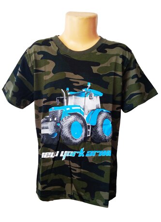 Chlapecké tričko TRAKTOR modrý krátký rukáv maskáč, zelená, velikost: 116
