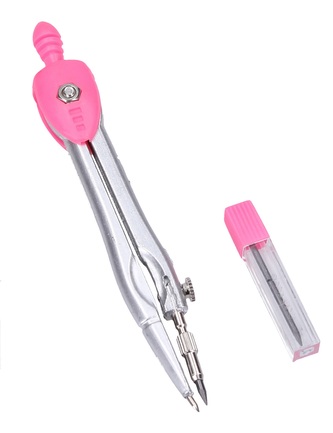 Kružítko kovové barevné s náhradními tuhami, růžová