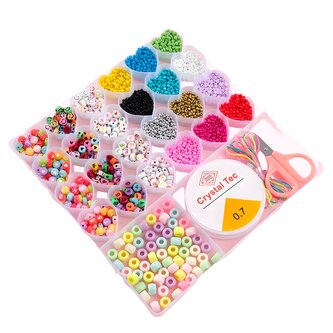 SADA Box 1 s korálky - 26 přihrádek ve tvaru srdíček