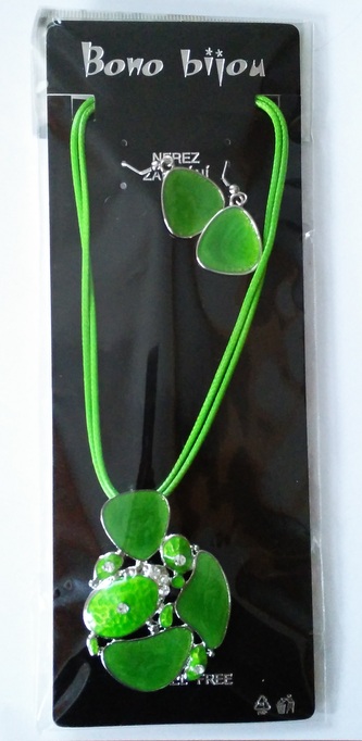 Dívčí set náhrdelník a naušnice, zelená