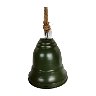 Kovový zelený zvoneček na zavěšení 14,5 cm