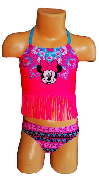 Dívčí plavky MINNIE s třásněmi dvoudílné růžové neonové, velikost: 104/110