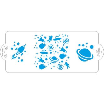 Stencil šablona na dort 10x25cm vesmír - Decora