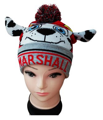 Chlapecká čepice TLAPKOVÁ PATROLA MARSHALL zimní s 3D ušima, červenošedá, velikost: 52