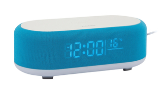 Stolní hodiny s budíkem, nabíječkou smartphonů a Bluetooth reproduktorem 6033BB Karlsson 20cm