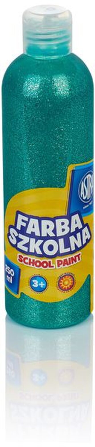 Farba szkolna 250 ml - brokatowa zielona, Astra