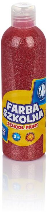 Farba szkolna 250 ml - brokatowa czerwona, Astra