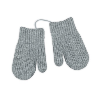 Zimní dvouvrstvé kojenecké rukavičky - se šňůrkou - šedé; 12cm rukavičky; pudrově růžová; akryl, elastan