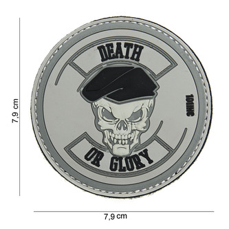 Gumová nášivka 101 Inc nápis Death or Glory - šedá