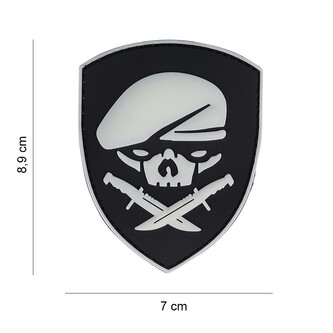 Gumová nášivka 101 Inc US Special Forces Skull Ranger Glow - svítící