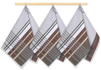 Kuchyňské utěrky - sada 3 kusů - Šedá,Hnědá - 50x70 cm