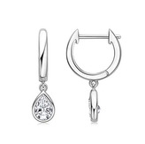 MN136 Stříbrné visací náušnice slzičky s moissanity