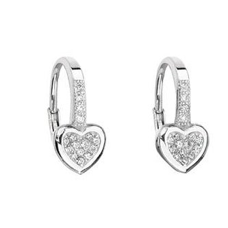 EG2195 Stříbrné dívčí náušnice srdíčka se zirkony - srdce