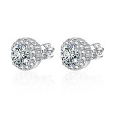 NB-3829 Stříbrné šroubovací náušnice se zirkony