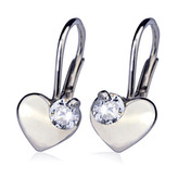 ZB53462 Stříbrné náušnice srdíčka se zirkonem - srdce