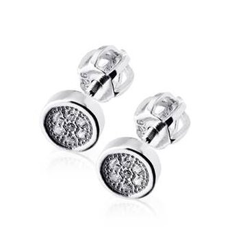 NB-3019 Stříbrné šroubovací náušnice se zirkony